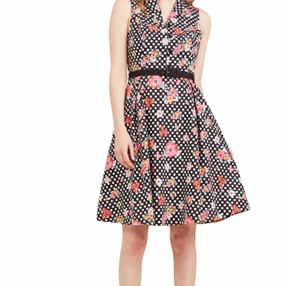 Modcloth Wearing is Caring Polka Dot Floral Dress